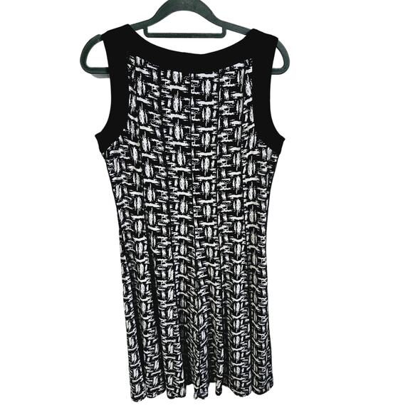 Perceptions Women's S Crosshatch Print Sleeveless Tank Dress Black White - Picture 4 of 6